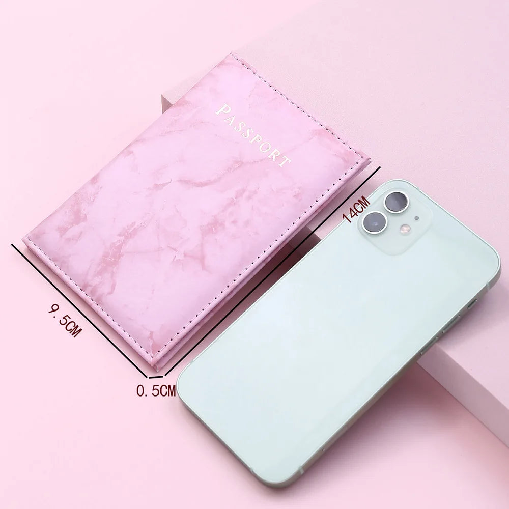 Fashion Women Men Passport Cover Pu Leather Marble Style Travel ID Credit Card Passport Holder Packet Wallet Purse Bags Pouch