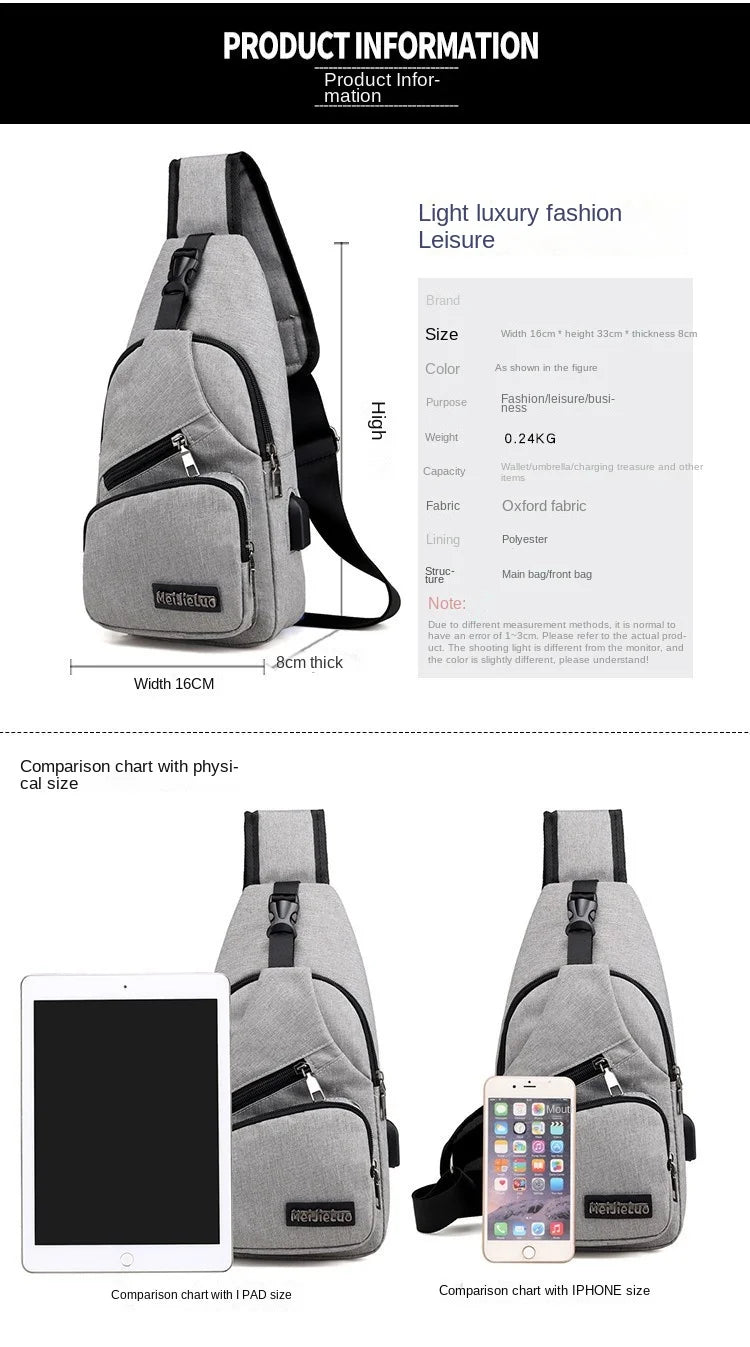 Fashion Casual Crossbody Bag Small Men's Shoulder Bag Men Diagonal Backpack Messenger Phone Bag Boy Fanny Chest Pack