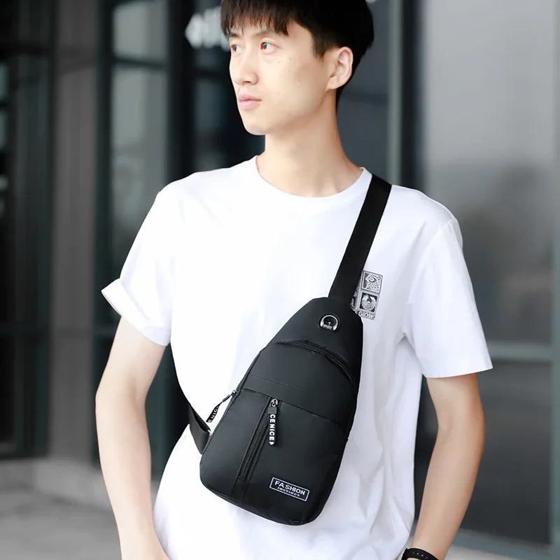 Men's Oxford Cloth Crossbody Bag New Trend Chest Bag Fashionable and Portable Shoulder Bag