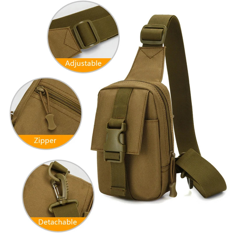 Tactical Chest Bag Military Trekking Pack EDC Sports Bag Shoulder Bag Crossbody Pack Assault Pouch for Hiking Cycling Camping