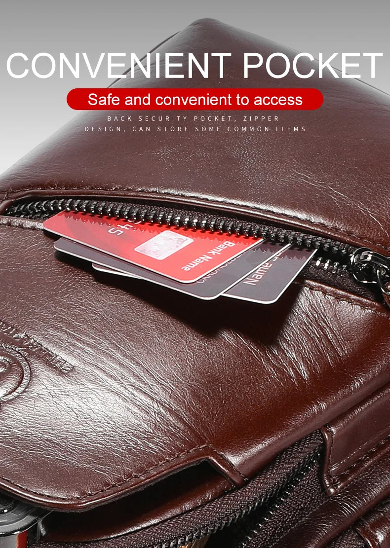 Men's Genuine Leather Chest Bag Large Capacity Casual Men's Messenger Bag Classic Leather Chest Bag XB 127