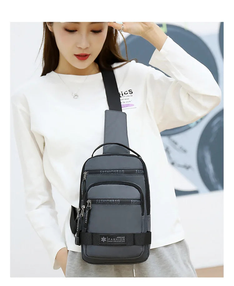 Chest Bag For Men New Large Capacity Shoulder Travel Lightweight Nylon Crossbody Bag Backpack