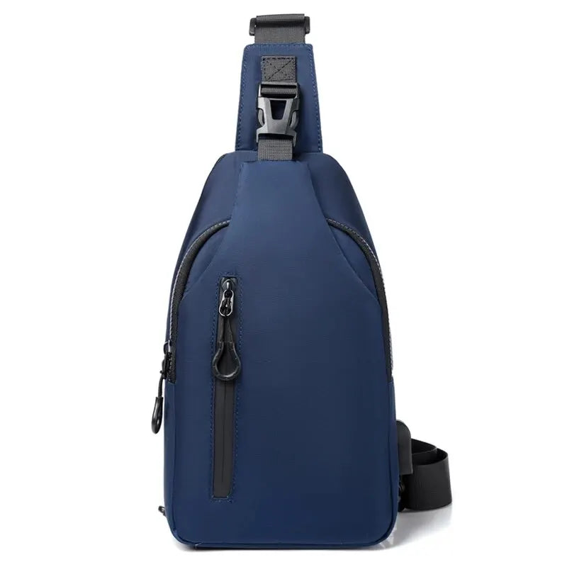 A Cool Men's Messenger Bag Casual Oxford Waterproof And Wearable Shoulder Bag Usb Rechargeable Chest Bag