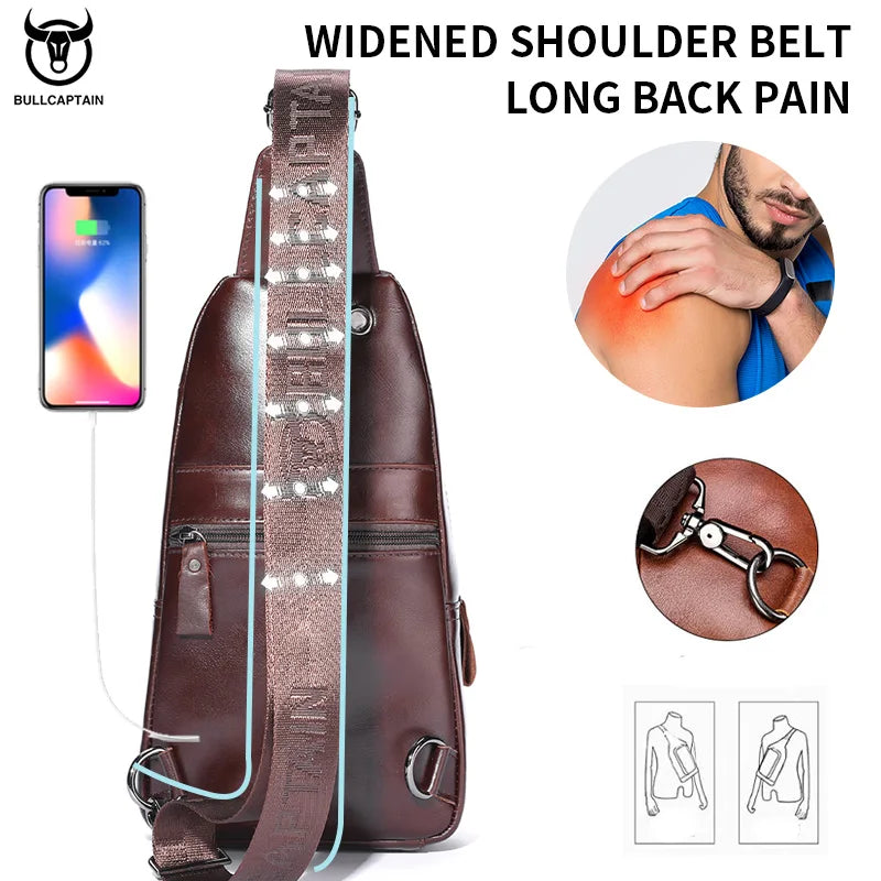 Men's Genuine Leather Chest Bag Large Capacity Casual Men's Messenger Bag Classic Leather Chest Bag XB 127