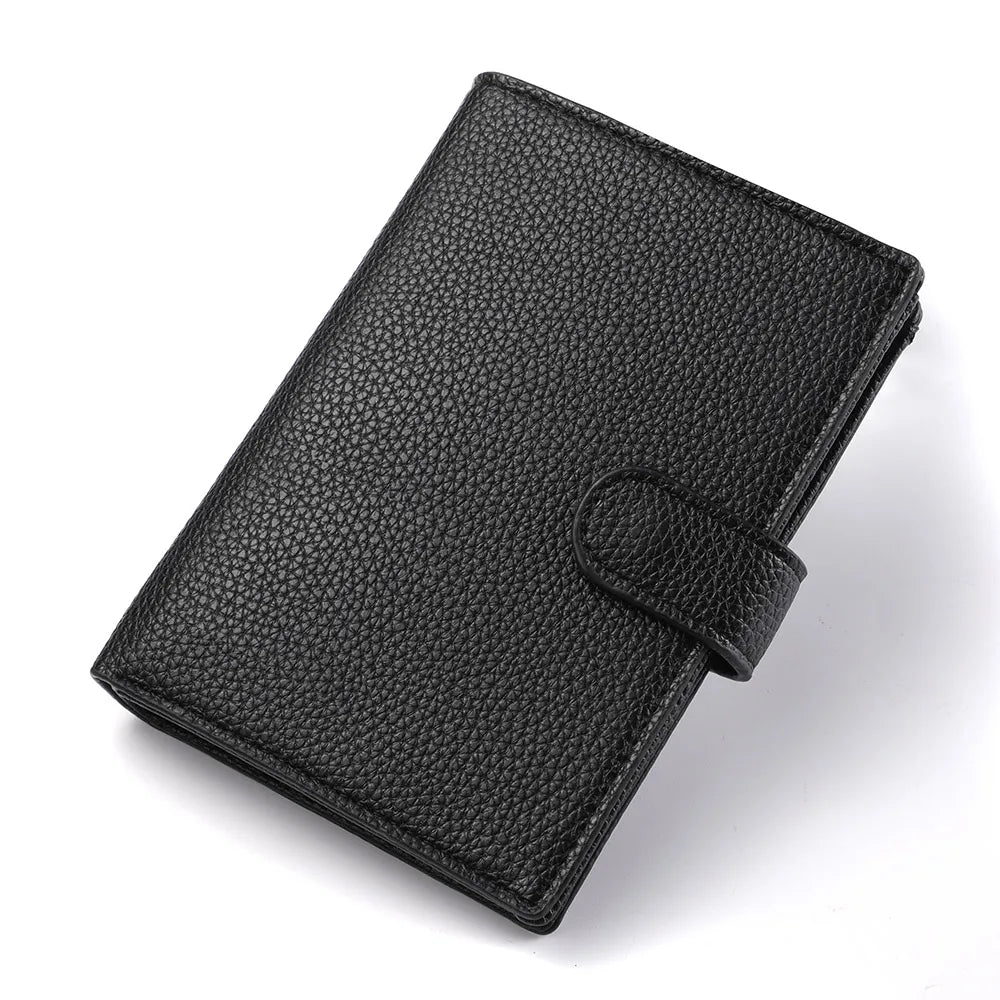 Men's And Women's PU Leather Wallet Travel Passport Wallet Multi Card Slot Credit Card Holder Wallet Travel Accessories