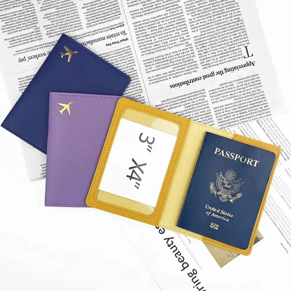 Passport Holder Case for Men Women Unisex Gold Airplane Travel Accessory Cover Lightweight Waterproof Rfid Blocking Slim Holder