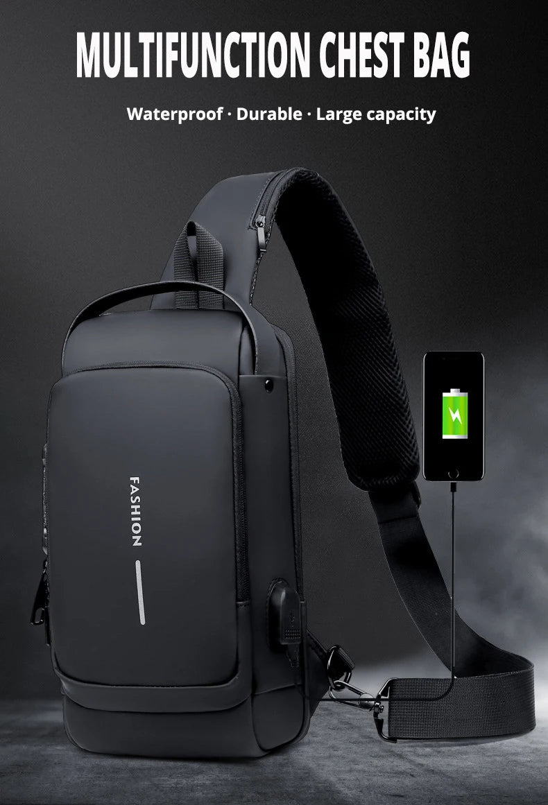 New Brand Designer Men Crossbody Bag PU Leather Classic Anti-Theft Shoulder Bag Chest Bag Multifunctional for Men