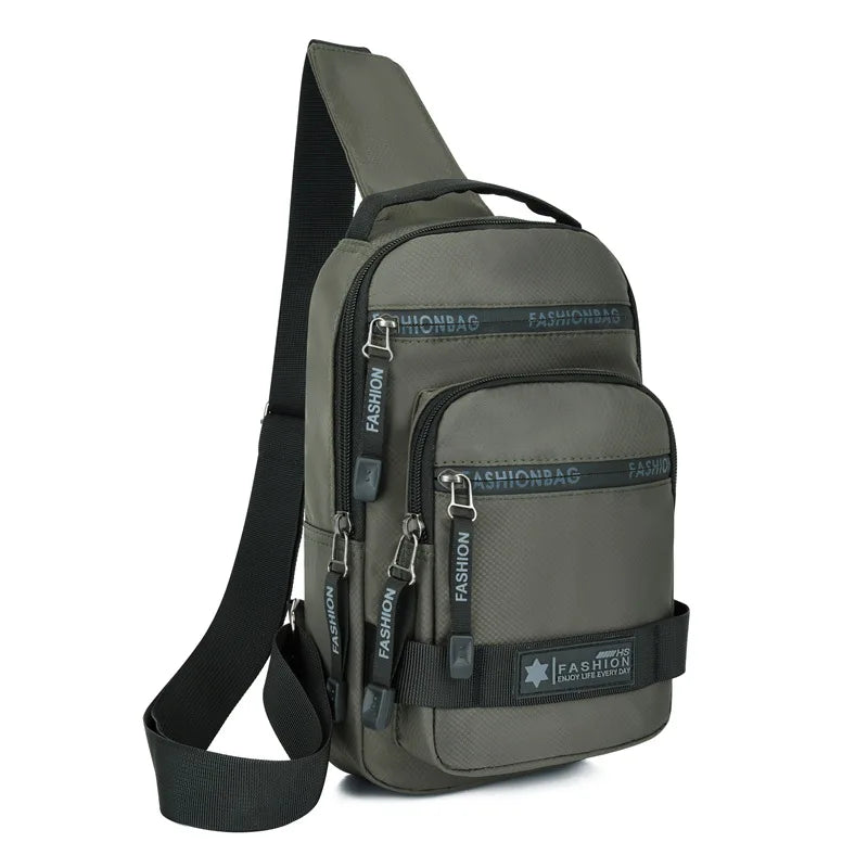 Chest Bag For Men New Large Capacity Shoulder Travel Lightweight Nylon Crossbody Bag Backpack