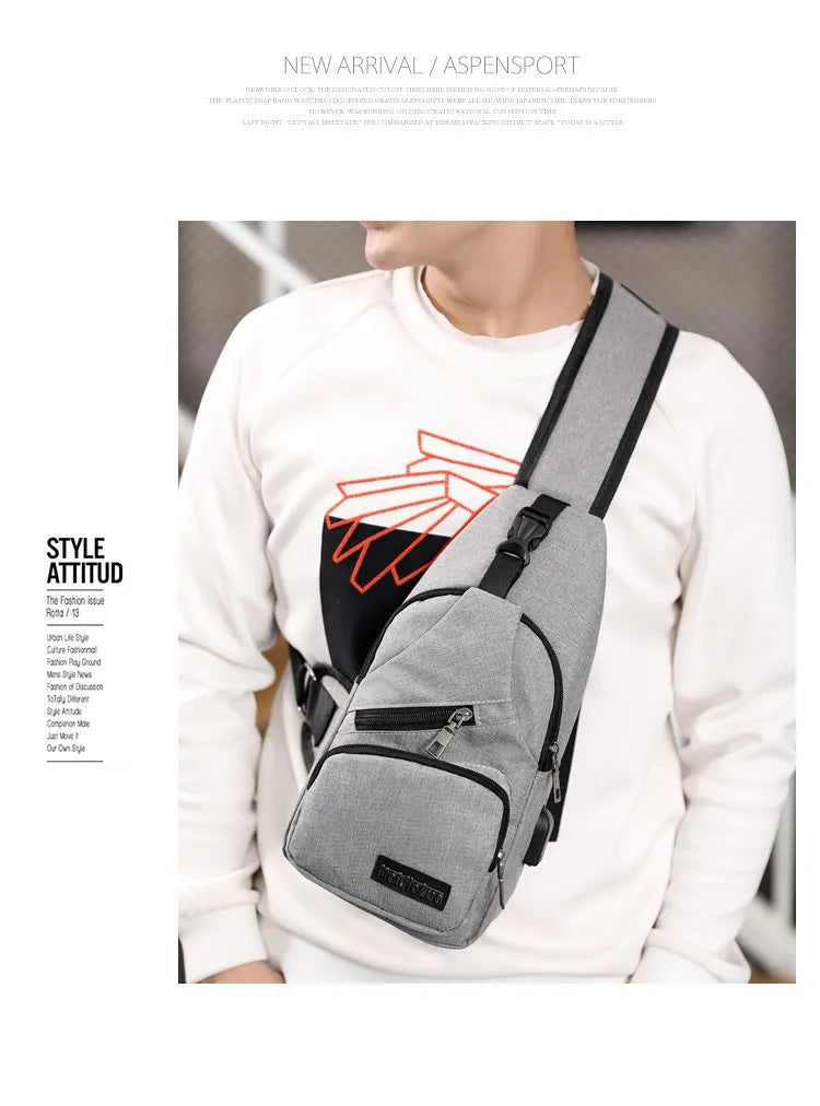 Fashion Casual Crossbody Bag Small Men's Shoulder Bag Men Diagonal Backpack Messenger Phone Bag Boy Fanny Chest Pack