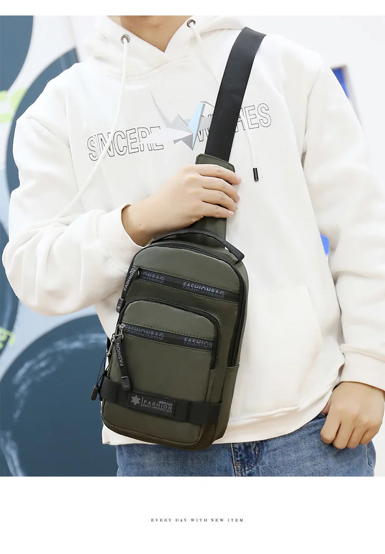 Chest Bag For Men New Large Capacity Shoulder Travel Lightweight Nylon Crossbody Bag Backpack