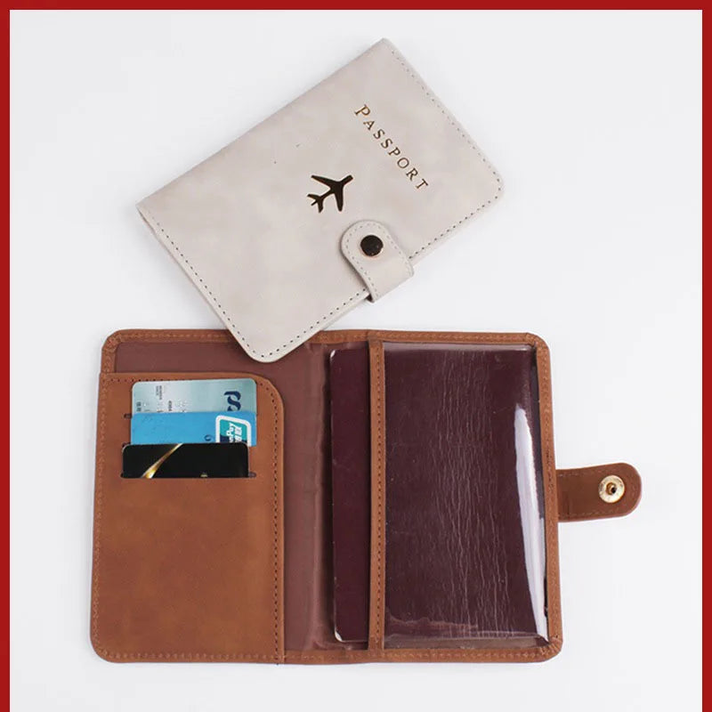 Leather Passport Holder Covers Case Waterproof Travel Credit Card Wallet Cute Passport Book for Women/Men Buckle Passport Cover