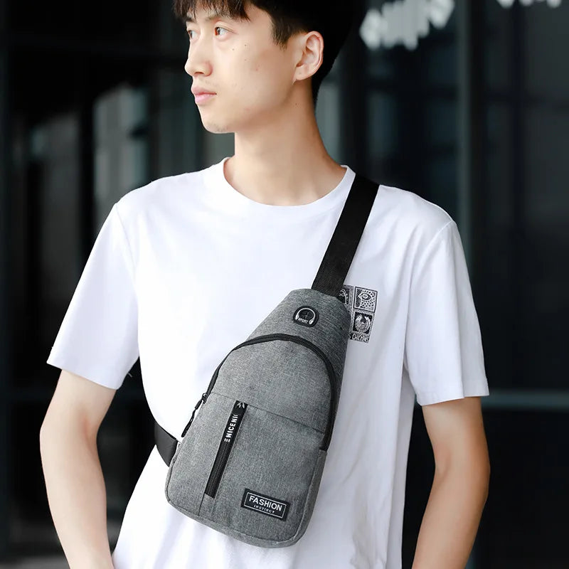 Men's Oxford Cloth Crossbody Bag New Trend Chest Bag Fashionable and Portable Shoulder Bag