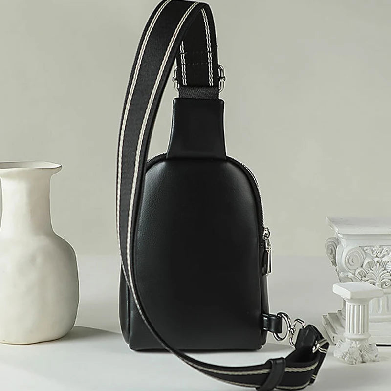 Unisex small chest bag 2024 new soft leather waist bag mobile phone bag fashionable and versatile women's one shoulder crossbody