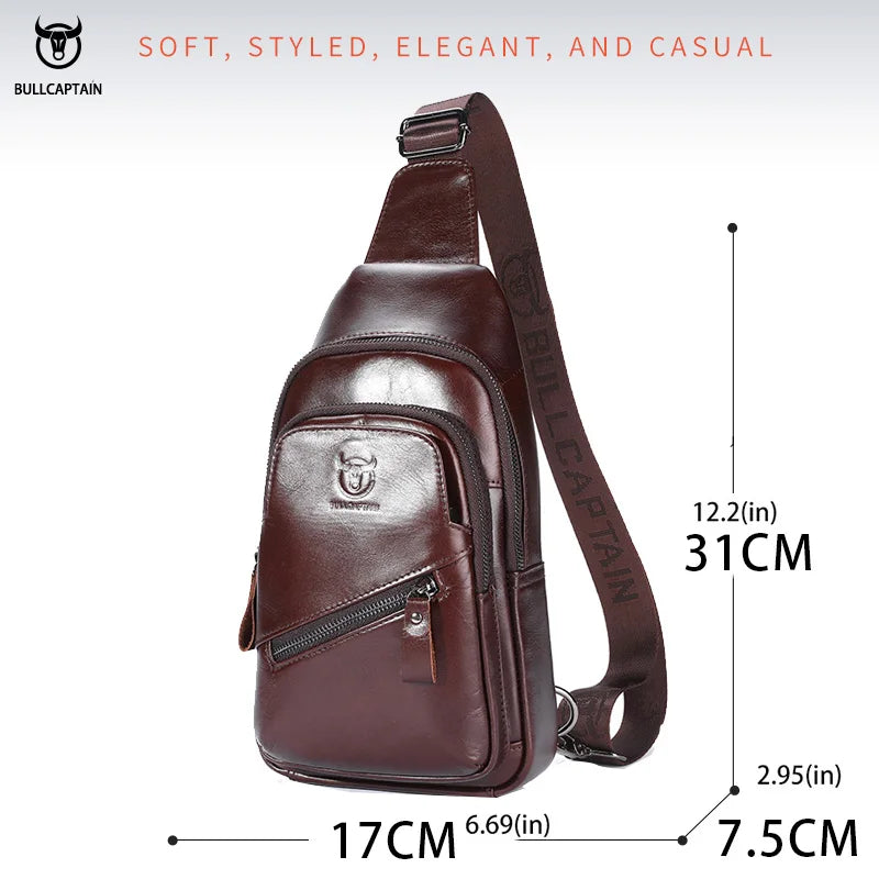 Men's Genuine Leather Chest Bag Large Capacity Casual Men's Messenger Bag Classic Leather Chest Bag XB 127