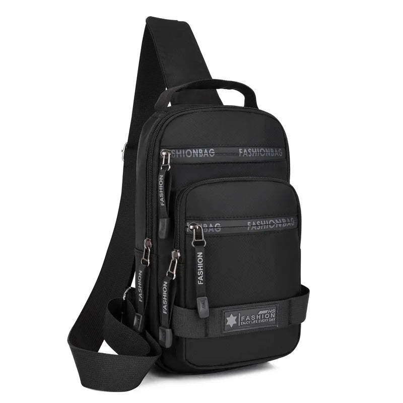 Chest Bag For Men New Large Capacity Shoulder Travel Lightweight Nylon Crossbody Bag Backpack