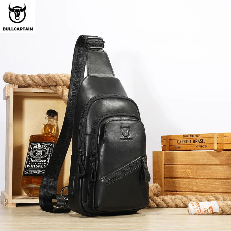 Men's Genuine Leather Chest Bag Large Capacity Casual Men's Messenger Bag Classic Leather Chest Bag XB 127