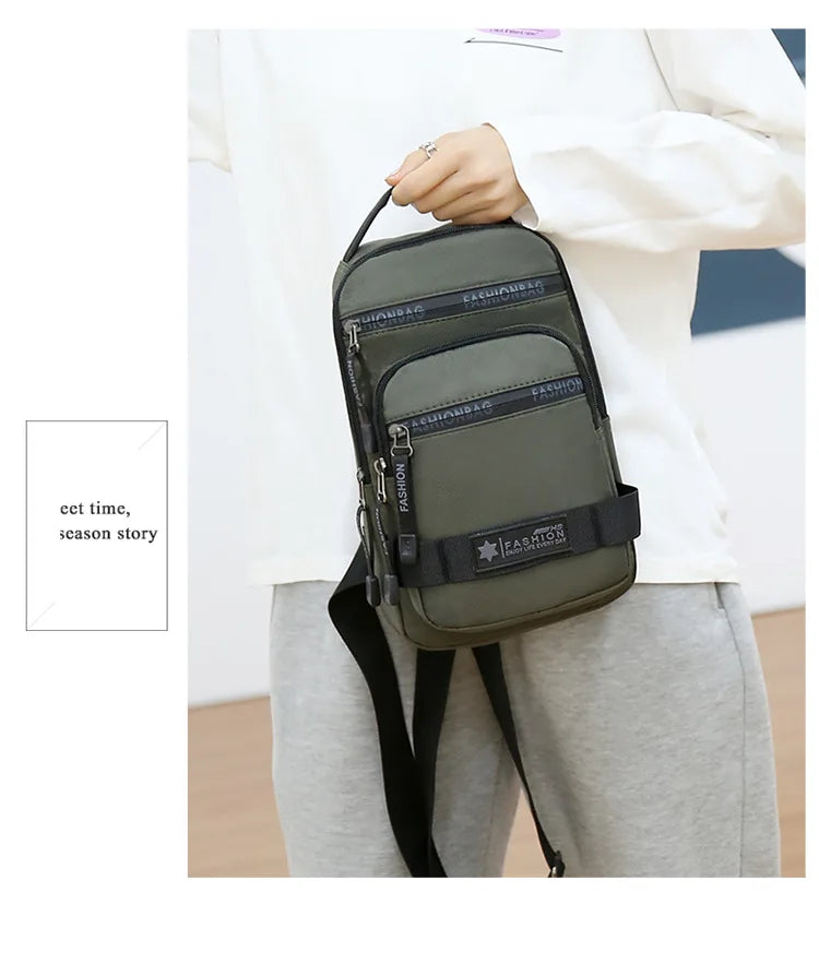 Chest Bag For Men New Large Capacity Shoulder Travel Lightweight Nylon Crossbody Bag Backpack
