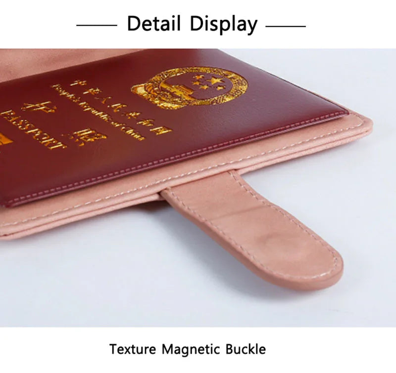 Leather Passport Holder Covers Case Waterproof Travel Credit Card Wallet Cute Passport Book for Women/Men Buckle Passport Cover