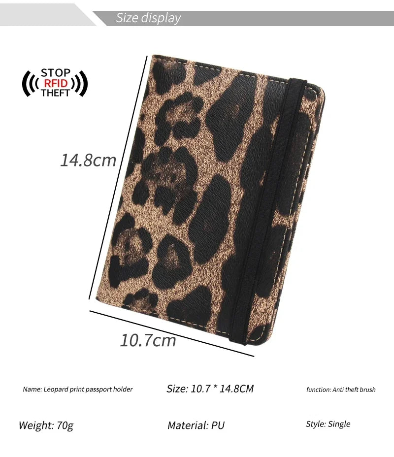 Women Brown Leopard Complex Travel Passport Holder Cover Case with Bandage Men Waterproof Multi-Function Ticket Protective Bags