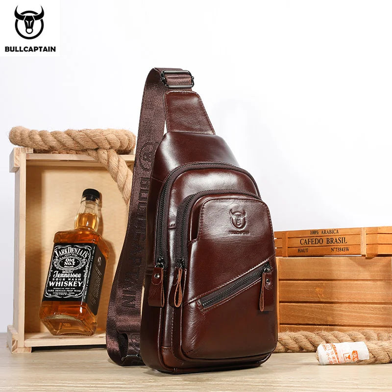 Men's Genuine Leather Chest Bag Large Capacity Casual Men's Messenger Bag Classic Leather Chest Bag XB 127
