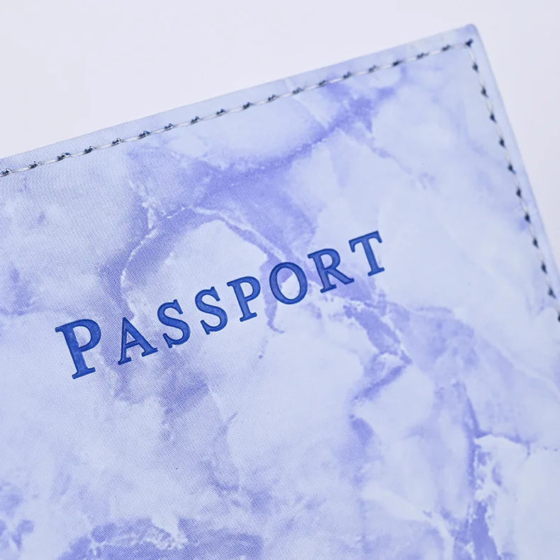 Fashion Women Men Passport Cover Pu Leather Marble Style Travel ID Credit Card Passport Holder Packet Wallet Purse Bags Pouch