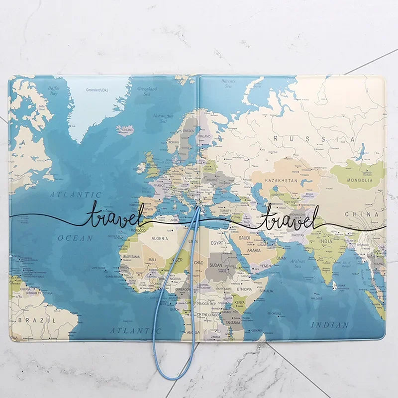 Creative Travel Passport Cover Wallet Bag Letter Men Women Pu Leather ID Address Holder Portable Boarding Travel Accessories