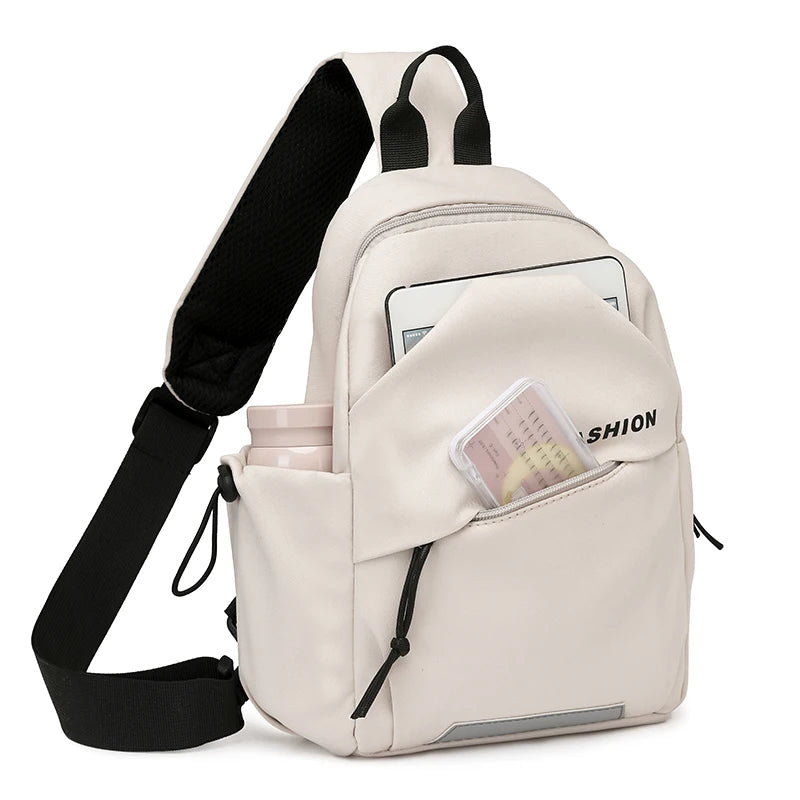 1piece fashion nylon messenger bag, Women's chest bag, adjustable shoulder strap, zipper closure, suitable for outdoor, sports, commuting