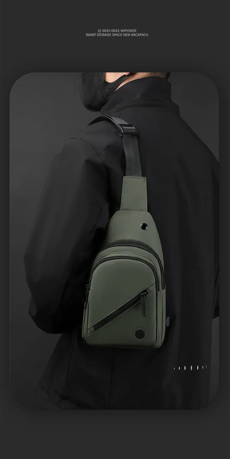 Lightweight Men's Chest Bag, Casual Nylon Crossbody Bag,Hiking Multipurpose Sling Bag for Outdoor Sports & Daily Commute