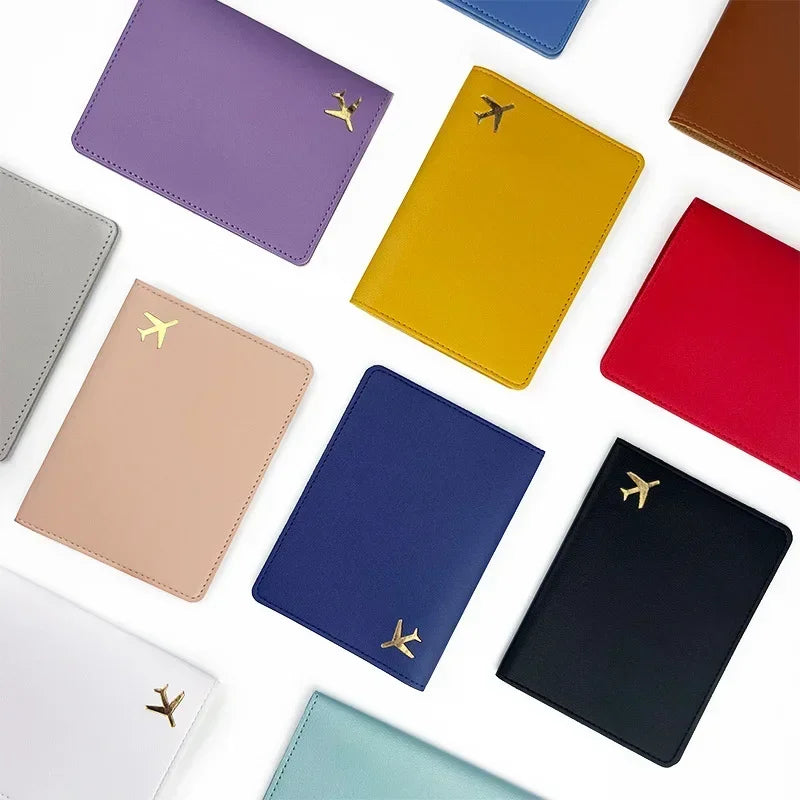 Passport Holder Case for Men Women Unisex Gold Airplane Travel Accessory Cover Lightweight Waterproof Rfid Blocking Slim Holder
