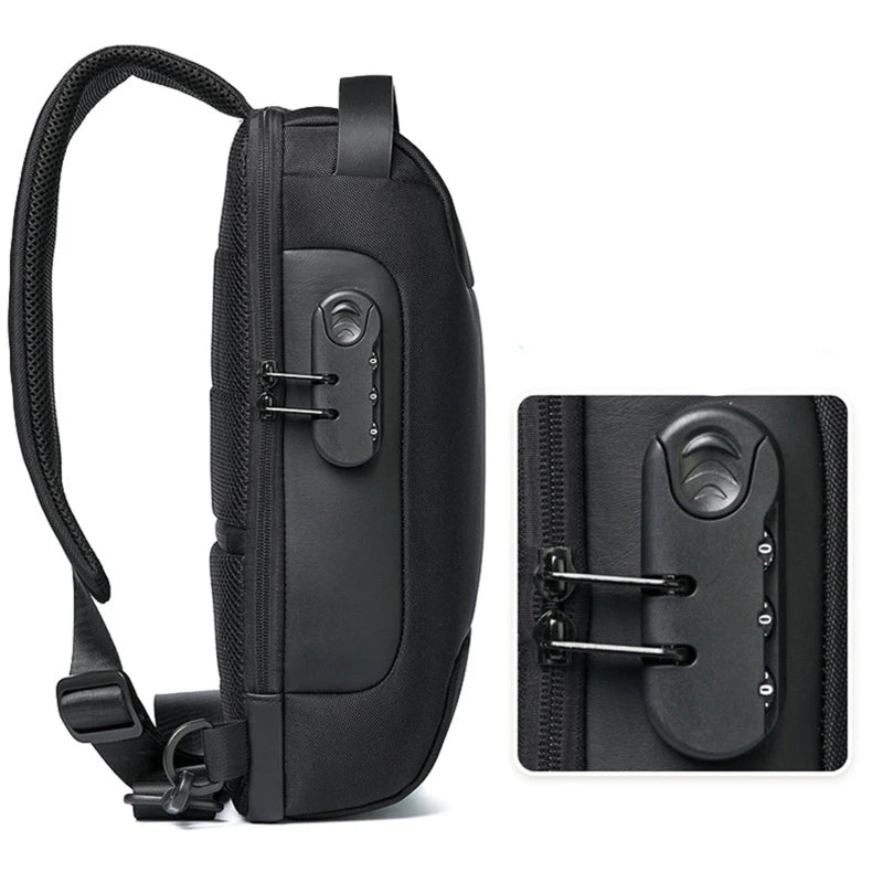 Men's Usb Crossbody Bag Anti-Theft Shoulder Bags Waterproof Oxford Waist Bag Multifunction Short Travel Messenger Chest Pack