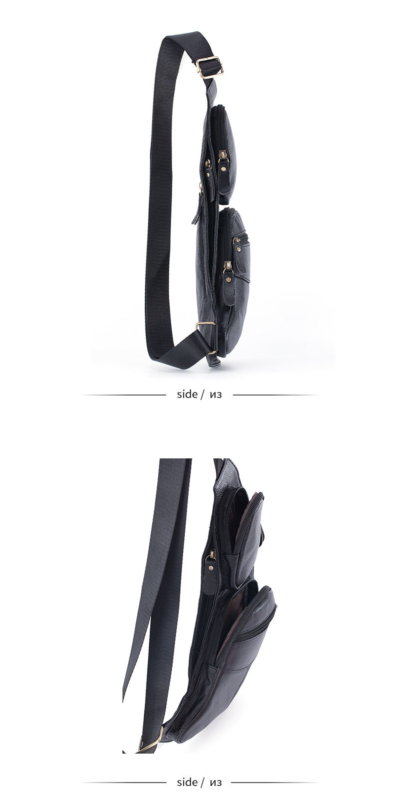 Men Genuine Leather Cross Body Shoulder Sling Backpack Chest Bag Pouch Genuine Leather Casual Travel Retro Male Crossbody Messenger Side Bags