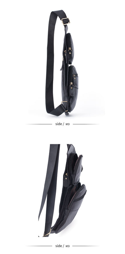 Men Genuine Leather Cross Body Shoulder Sling Backpack Chest Bag Pouch Genuine Leather Casual Travel Retro Male Crossbody Messenger Side Bags
