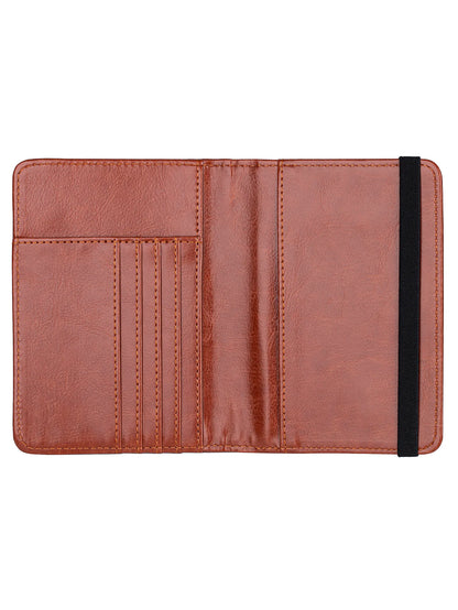 RFID Blocking Leather Passport Holder With 3D Metal Badge, Travel Document Passport Wallet Organizer