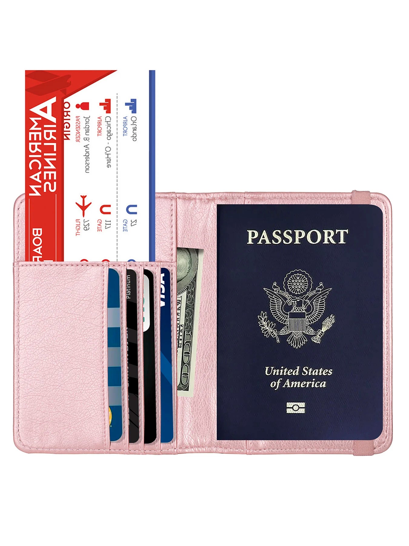 RFID Blocking Leather Passport Holder With 3D Metal Badge, Travel Document Passport Wallet Organizer