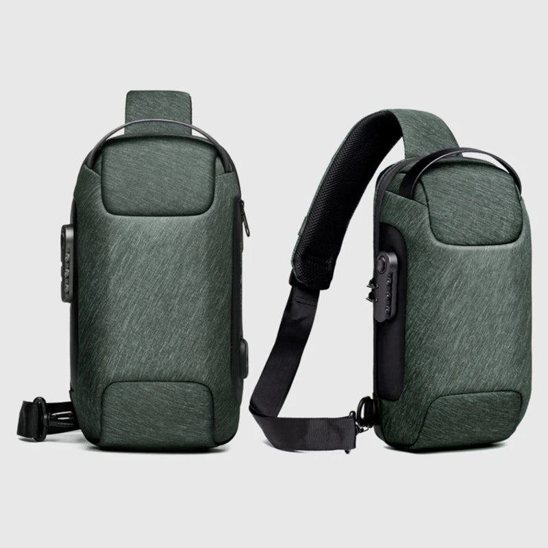 Men's Usb Crossbody Bag Anti-Theft Shoulder Bags Waterproof Oxford Waist Bag Multifunction Short Travel Messenger Chest Pack