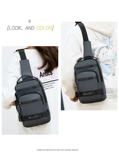 Chest Bag For Men New Large Capacity Shoulder Travel Lightweight Nylon Crossbody Bag Backpack