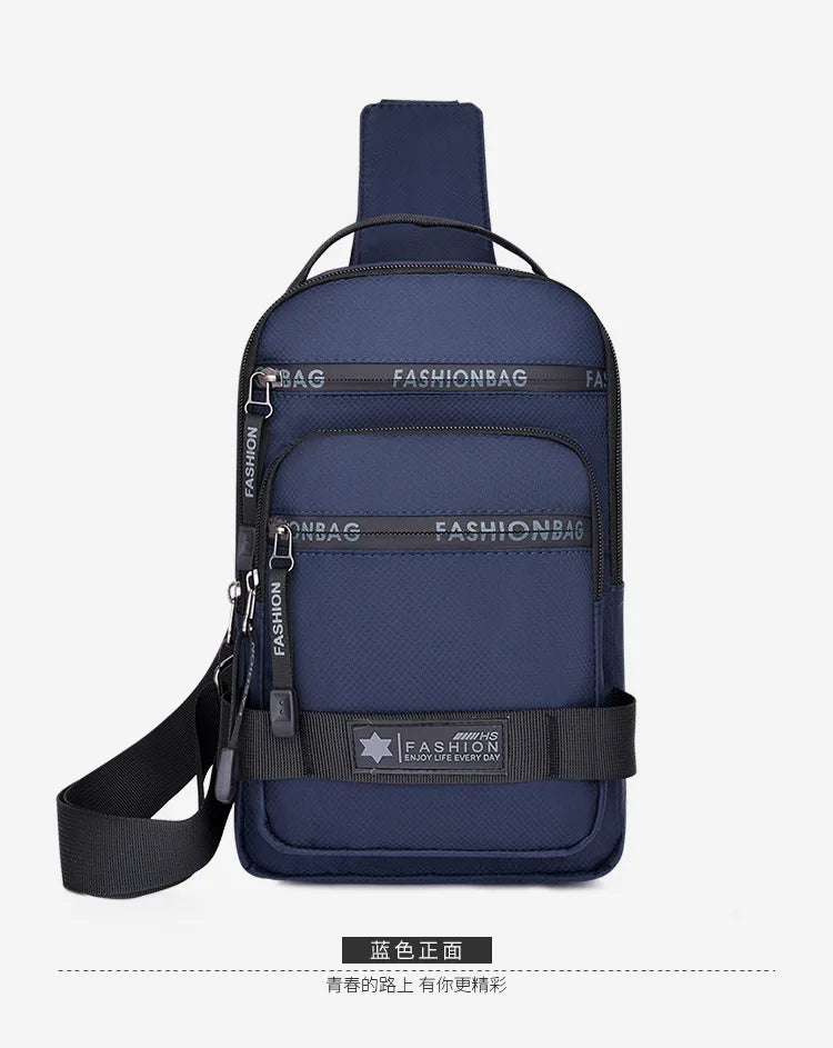 Chest Bag For Men New Large Capacity Shoulder Travel Lightweight Nylon Crossbody Bag Backpack