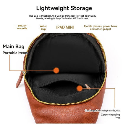 PU Women's Chest Bag Single Shoulder Crossbody Bag Large Capacity Backpack Girl's Shoulder Bag