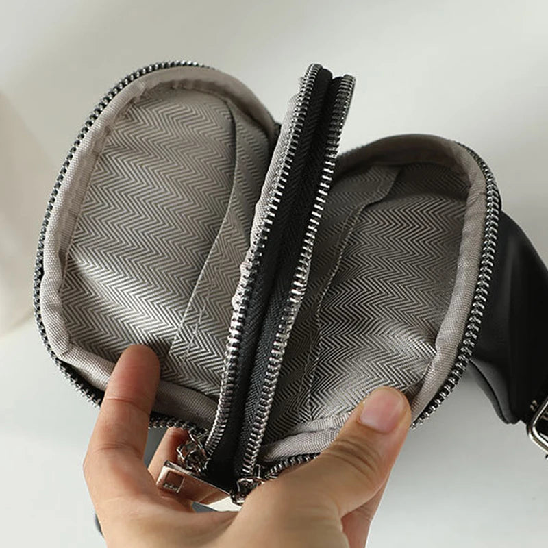 Unisex small chest bag 2024 new soft leather waist bag mobile phone bag fashionable and versatile women's one shoulder crossbody