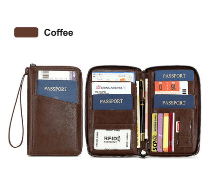 New Travel Passport Clip Wallet Women and Men Multifunctional PU Leather Card Holde RFID Anti Theft Swiping Wallets Storage Bag