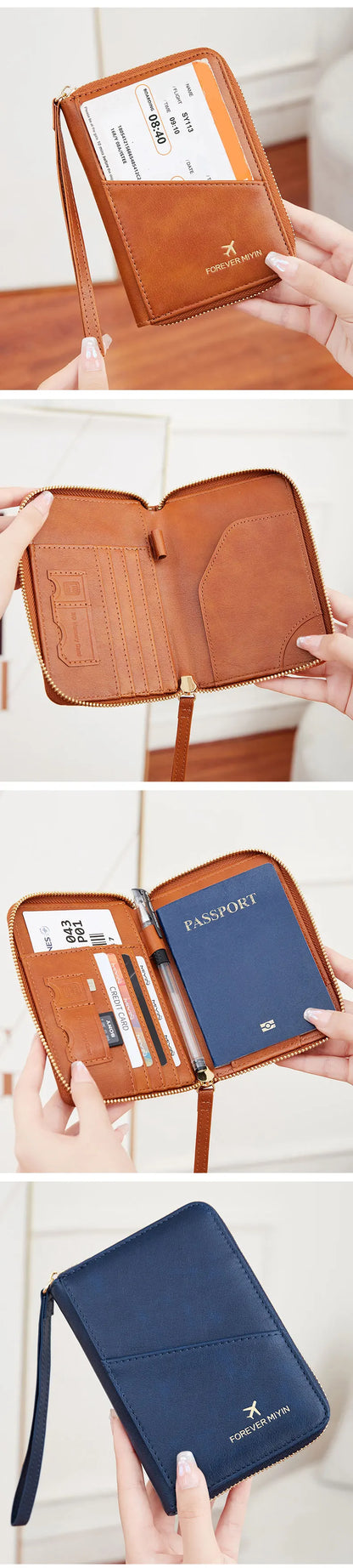 New retro passport bag for men and women RFID fashionablepassport cover multifunctionalPUleather passport clip travelaccessories