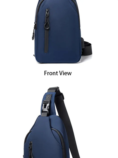 A Cool Men's Messenger Bag Casual Oxford Waterproof And Wearable Shoulder Bag Usb Rechargeable Chest Bag