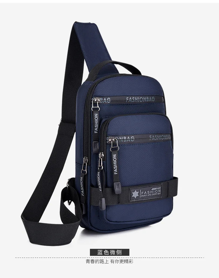 Chest Bag For Men New Large Capacity Shoulder Travel Lightweight Nylon Crossbody Bag Backpack