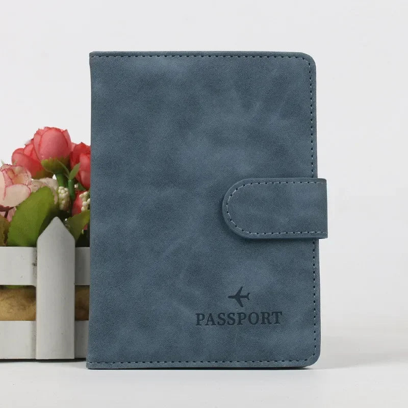Leather Passport Holder Covers Case Waterproof Travel Credit Card Wallet Cute Passport Book for Women/Men Buckle Passport Cover