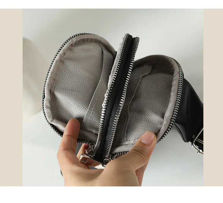 Unisex small chest bag 2024 new soft leather waist bag mobile phone bag fashionable and versatile women's one shoulder crossbody