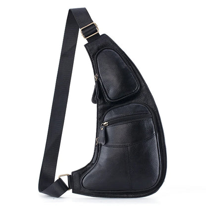Men Genuine Leather Cross Body Shoulder Sling Backpack Chest Bag Pouch Genuine Leather Casual Travel Retro Male Crossbody Messenger Side Bags