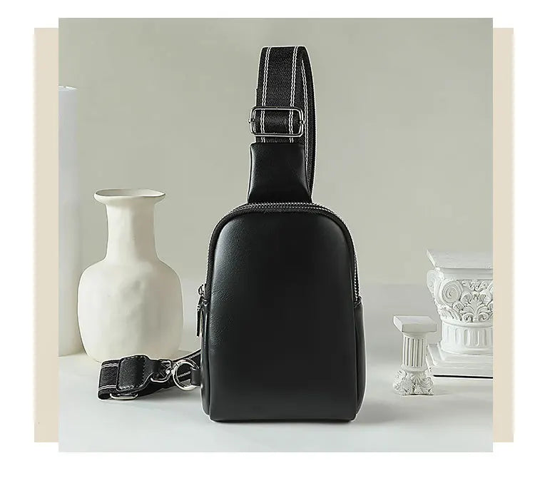 Unisex small chest bag 2024 new soft leather waist bag mobile phone bag fashionable and versatile women's one shoulder crossbody