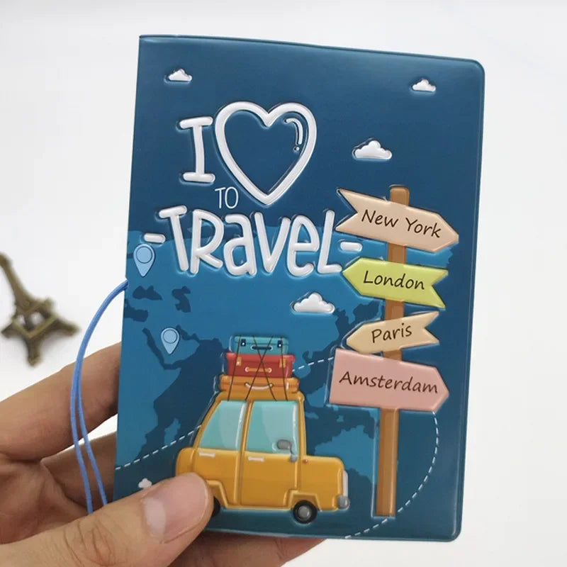 Fashion Emboss Women's Passport Cover Print Girls Boys ID Card Holder Travel Ticket Passport Case