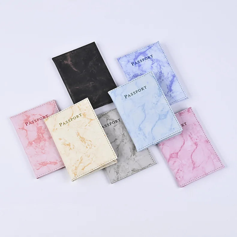 Fashion Women Men Passport Cover Pu Leather Marble Style Travel ID Credit Card Passport Holder Packet Wallet Purse Bags Pouch