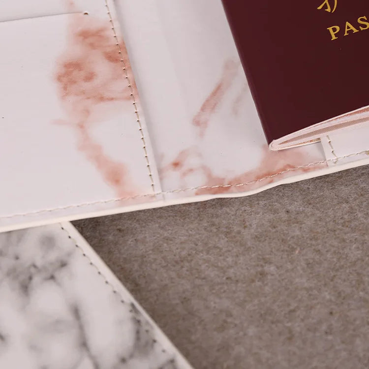 Fashion Women Men Passport Cover Pu Leather Marble Style Travel ID Credit Card Passport Holder Packet Wallet Purse Bags Pouch